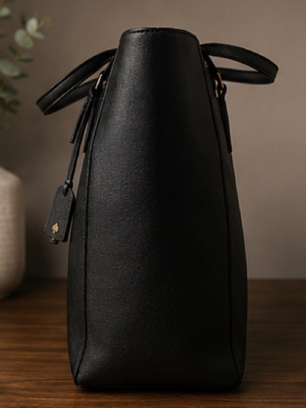 kate spade Black Leather Tote with Gold Accents - Picture 3 of 8